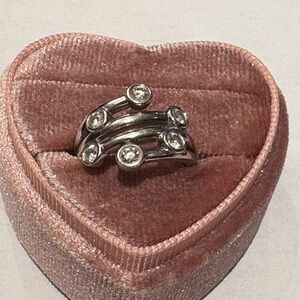 14k white gold ring with diamonds